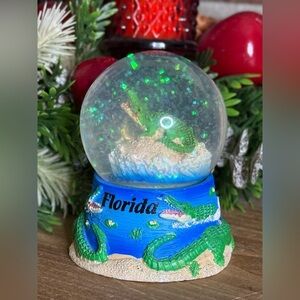 Florida Alligator Snow Globe - Blue and Green